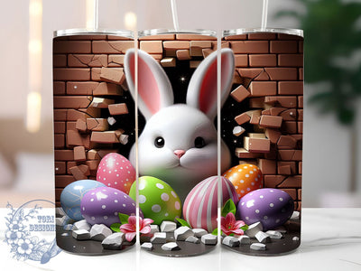 3D Bunny Hole Easter Egg Tumbler, 3D Easter Egg Tumbler, Inflated Bunny Wrap, Hole in Wall Wrap, Stylish 20oz Wrap, Sublimation Design, Trendy Gift Idea Sublimation ToriDesigns 