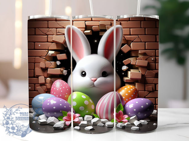 3D Bunny Hole Easter Egg Tumbler, 3D Easter Egg Tumbler, Inflated Bunny Wrap, Hole in Wall Wrap, Stylish 20oz Wrap, Sublimation Design, Trendy Gift Idea Sublimation ToriDesigns 