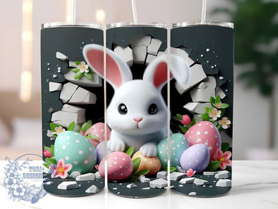 3D Bunny Hole Easter Egg Tumbler, 3D Easter Egg Tumbler, Inflated Bunny Wrap, Hole in Wall Wrap, Stylish 20oz Wrap, Sublimation Design, Trendy Gift Idea Sublimation ToriDesigns 