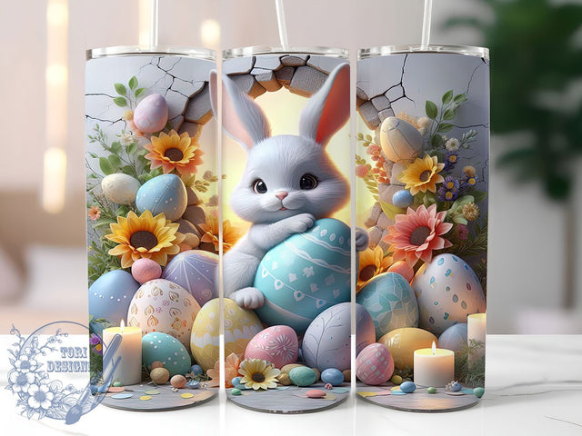 3D Bunny Hole Wall 20oz Tumbler, Easter Bunny, Hole In Wall, 20oz Tumbler Wrap, Sublimation PNG, Fun Holiday Cup, Spring Gift Sublimation ToriDesigns 