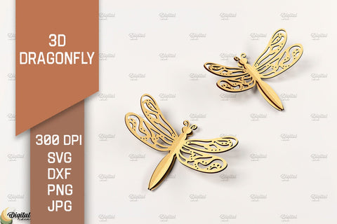 3D Butterflies And Dragonflies Laser Cut Bundle SVG Evgenyia Guschina 