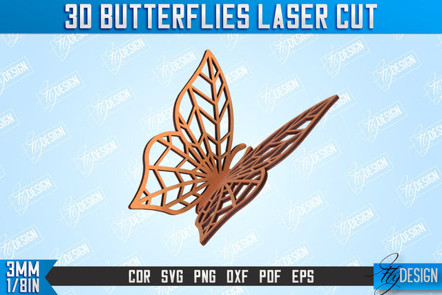 3D Butterflies | Summer Design | Decorative Butterflies | CNC File SVG Fly Design 