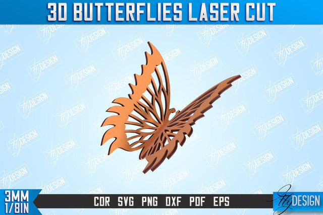 3D Butterflies | Summer Design | Decorative Butterflies | CNC File SVG Fly Design 