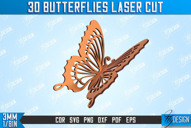 3D Butterflies | Summer Design | Decorative Butterflies | CNC File SVG Fly Design 