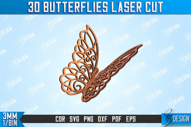 3D Butterflies | Summer Design | Decorative Butterflies | CNC File SVG Fly Design 