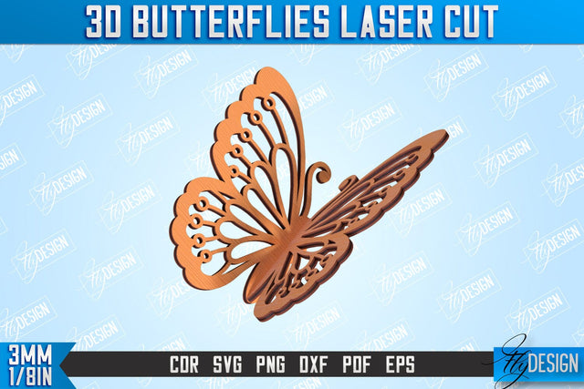 3D Butterflies | Summer Design | Decorative Butterflies | CNC File SVG Fly Design 