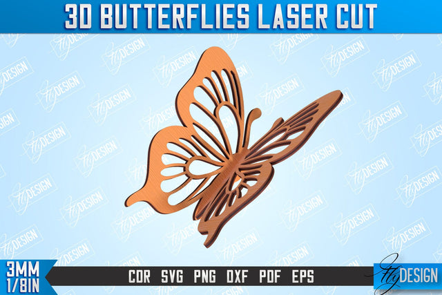 3D Butterflies | Summer Design | Decorative Butterflies | CNC File SVG Fly Design 