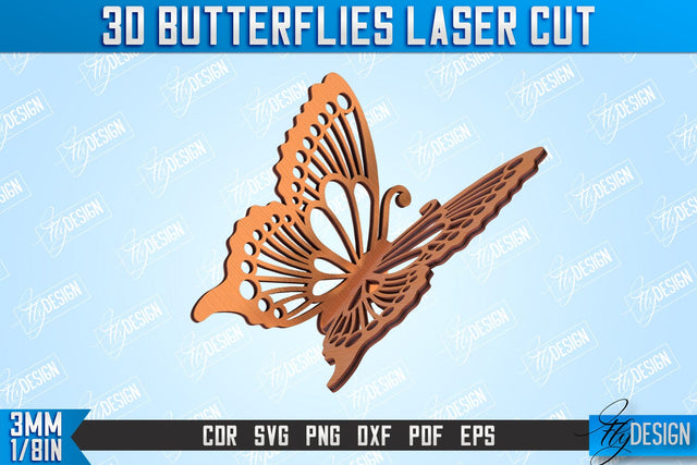 3D Butterflies | Summer Design | Decorative Butterflies | CNC File SVG Fly Design 