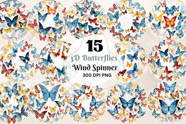 3D Butterflies Wind Spinner Sublimation Regulrcrative 