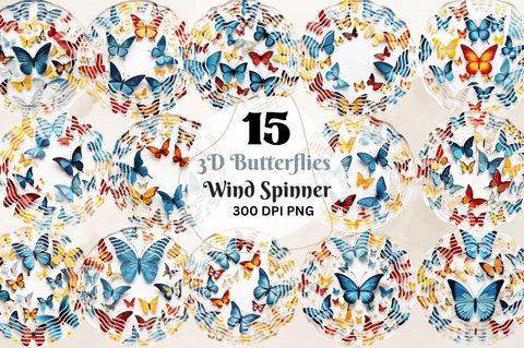 3D Butterflies Wind Spinner Sublimation Regulrcrative 