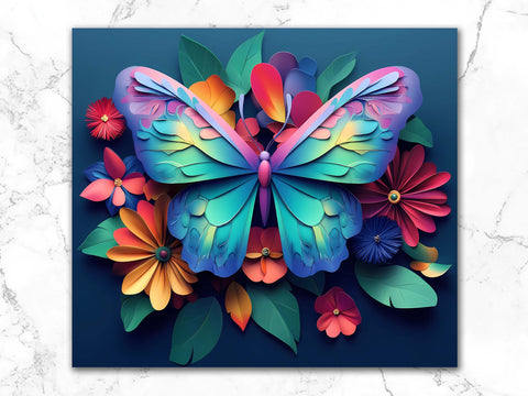 3D Butterfly 20oz Skinny Tumbler Wrap Sublimation Design. Sublimation CosmosFineArt 