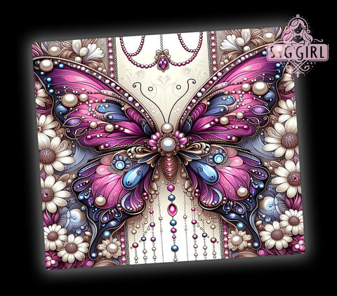 3D Butterfly 20oz Tumbler Wrap Sublimation Design, Straight Tapered Tumbler Wrap, Flowers Butterfly Tumbler Png, Instant Digital Download Sublimation SvggirlplusArt 