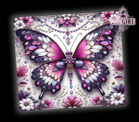 3D Butterfly 20oz Tumbler Wrap Sublimation Design, Straight Tapered Tumbler Wrap, Flowers Butterfly Tumbler Png, Instant Digital Download Sublimation SvggirlplusArt 