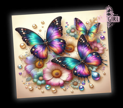 3D Butterfly 20oz Tumbler Wrap Sublimation Design, Straight Tapered Tumbler Wrap, Flowers Butterfly Tumbler Png, Instant Digital Download Sublimation SvggirlplusArt 