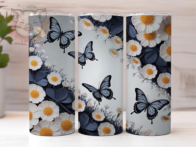 3D Butterfly Black Floral 20oz Tumbler, Black Floral Design, Elegant Butterfly Sublimation, 20oz Tumbler PNG Wrap, Dark Flower Cup Wrap, Artistic Sublimation Design, Digital Butterfly Floral Wrap Sublimation Lara' s Designs 