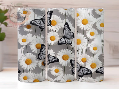 3D Butterfly Black Floral 20oz Tumbler, Black Floral Design, Elegant Butterfly Sublimation, 20oz Tumbler PNG Wrap, Dark Flower Cup Wrap, Artistic Sublimation Design, Digital Butterfly Floral Wrap Sublimation Lara' s Designs 