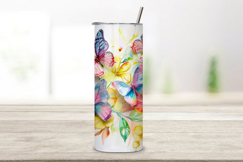 3D Butterfly Fantasy Tumbler Wrap | Seamless Butterfly Bloom Sublimation FloridPrintables 