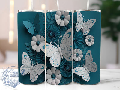 3D Butterfly Floral 20oz Tumbler, Floral Tumbler Wrap, Elegant Nature Tumbler, 20oz Tumbler Wrap, Sublimation Tumbler Design, Spring Aesthetic Tumbler, Digital Download Sublimation ToriDesigns 