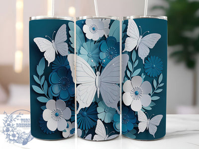3D Butterfly Floral 20oz Tumbler, Floral Tumbler Wrap, Elegant Nature Tumbler, 20oz Tumbler Wrap, Sublimation Tumbler Design, Spring Aesthetic Tumbler, Digital Download Sublimation ToriDesigns 