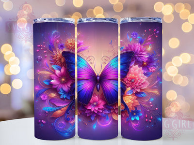 3D Butterfly Floral 20oz Tumbler Wrap, 3D Floral Butterfly Design, Colorful Insect Mug, Spring Garden Cup, Whimsical Butterfly Wrap, Nature Theme Tumbler, Sublimation Tumbler Wrap Sublimation SvggirlplusArt 