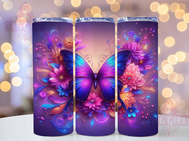 3D Butterfly Floral 20oz Tumbler Wrap, 3D Floral Butterfly Design, Colorful Insect Mug, Spring Garden Cup, Whimsical Butterfly Wrap, Nature Theme Tumbler, Sublimation Tumbler Wrap Sublimation SvggirlplusArt 