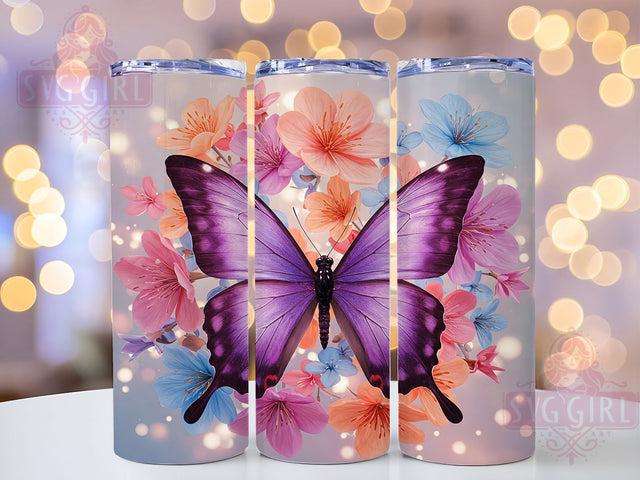 3D Butterfly Floral 20oz Tumbler Wrap, 3D Floral Butterfly Design, Colorful Insect Mug, Spring Garden Cup, Whimsical Butterfly Wrap, Nature Theme Tumbler, Sublimation Tumbler Wrap Sublimation SvggirlplusArt 