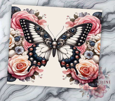 3D Butterfly Flowers 20oz Tumbler Wrap PNG, Butterfly Tumbler PNG Sublimation Design, Straight & Tapered Tumbler Wrap, Instant Digital Download Sublimation Li Zamperini 