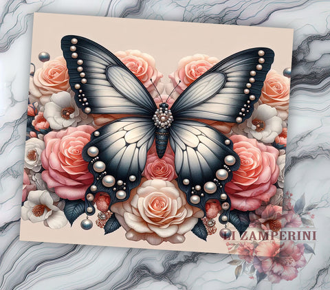 3D Butterfly Flowers 20oz Tumbler Wrap PNG, Butterfly Tumbler PNG Sublimation Design, Straight & Tapered Tumbler Wrap, Instant Digital Download Sublimation Li Zamperini 