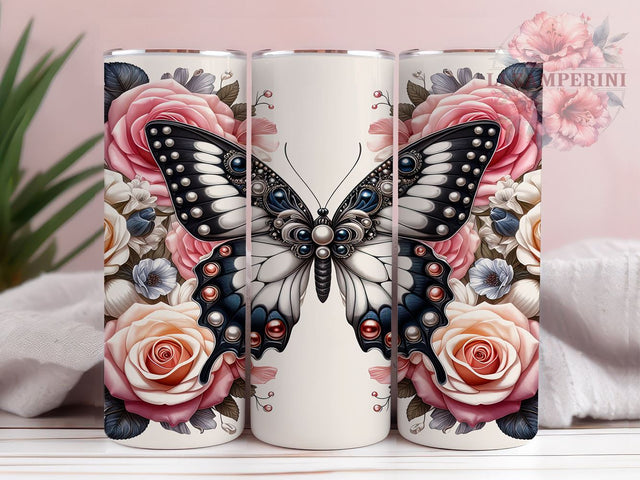 3D Butterfly Flowers 20oz Tumbler Wrap PNG, Butterfly Tumbler PNG Sublimation Design, Straight & Tapered Tumbler Wrap, Instant Digital Download Sublimation Li Zamperini 