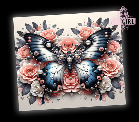 3D Butterfly Flowers 20oz Tumbler Wrap Sublimation Design, Straight Tapered Tumbler Wrap, Butterfly Tumbler Png, Instant Digital Download Sublimation SvggirlplusArt 