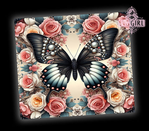 3D Butterfly Flowers 20oz Tumbler Wrap Sublimation Design, Straight Tapered Tumbler Wrap, Butterfly Tumbler Png, Instant Digital Download Sublimation SvggirlplusArt 