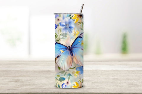 3D Butterfly Garden Tumbler Wrap, Seamless Butterfly png Sublimation FloridPrintables 