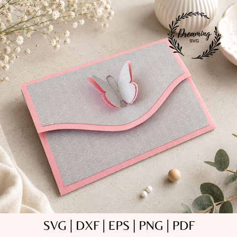 3D Butterfly Gift Card Holder SVG - Pop Up Birthday Envelope Template for Cricut - Paper Money Case Digital Download SVG DreamingSVG 