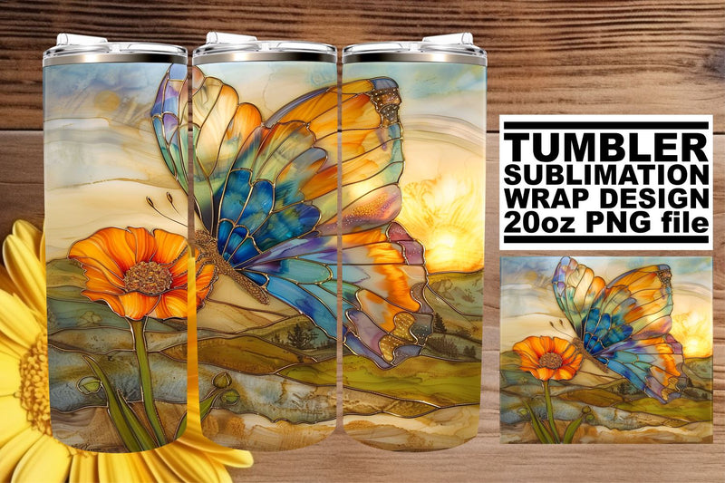 3D Butterfly Glitter Tumbler Wrap Sublimation afrosvg 