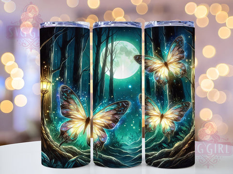 3D Butterfly Glowing 20oz Tumbler Wrap Sublimation Design, Straight Tapered Tumbler Wrap, Butterflies Tumbler Png, Instant Digital Download Sublimation SvggirlplusArt 