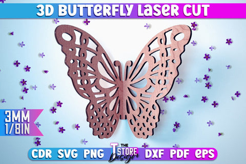 3D Butterfly Laser Cut | Butterfly Laser Cut Design | CNC Files SVG The T Store Design 