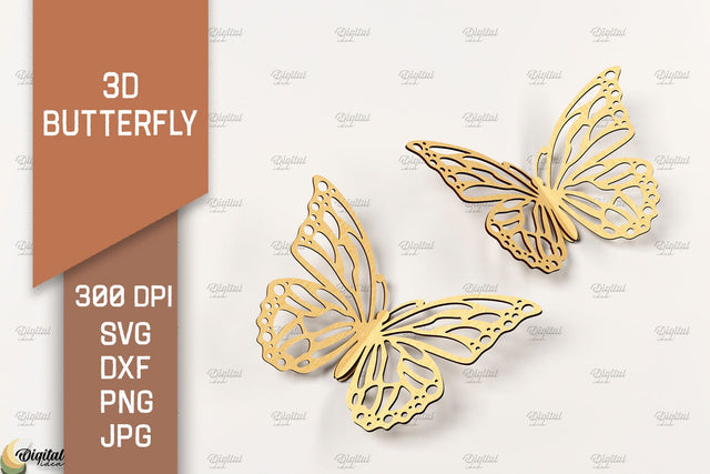 3D Butterfly Laser Cut. Butterfly SVG Design SVG Evgenyia Guschina 