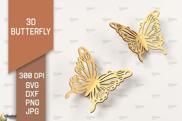 3D Butterfly Laser Cut. Butterfly SVG Design SVG Evgenyia Guschina 