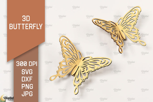 3D Butterfly Laser Cut. Butterfly SVG Design SVG Evgenyia Guschina 