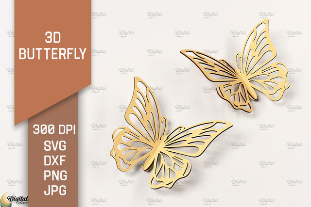 3D Butterfly Laser Cut. Butterfly SVG Design SVG Evgenyia Guschina 