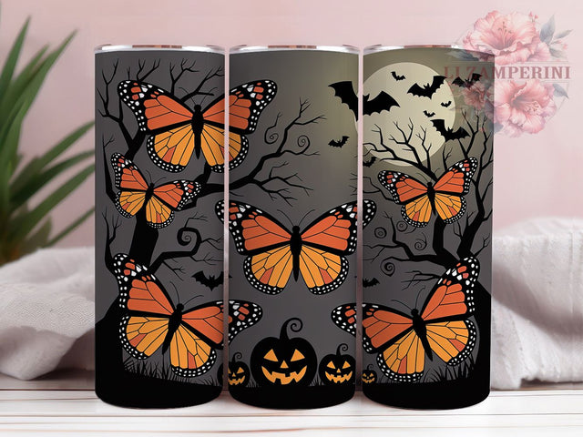 3D Butterfly Moon Pumpkin Halloween Tumbler, Butterfly Moon Cup, Pumpkin Spooky Wrap, 20Oz Sublimation Design, Autumn Moon Mug, Halloween Pumpkin Drinkware, Magical Fall Tumbler Sublimation Li Zamperini 