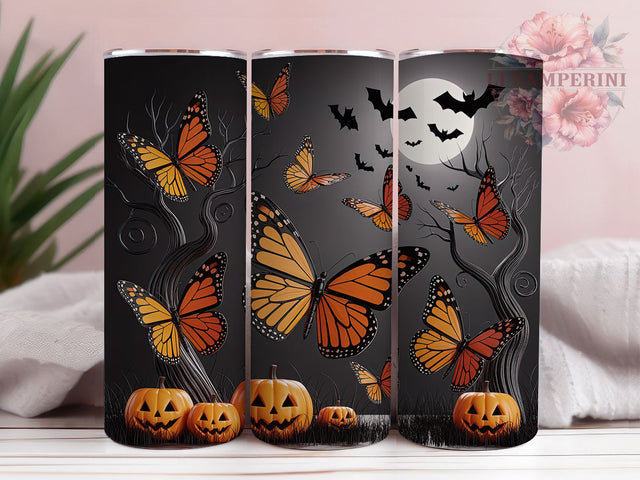 3D Butterfly Moon Pumpkin Halloween Tumbler, Butterfly Moon Cup, Pumpkin Spooky Wrap, 20Oz Sublimation Design, Autumn Moon Mug, Halloween Pumpkin Drinkware, Magical Fall Tumbler Sublimation Li Zamperini 