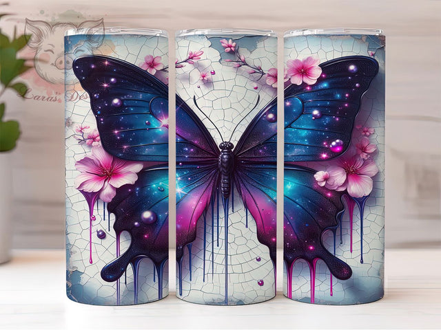 3D Butterfly Nature Quote 20oz Tumbler, Butterfly Wrap Design, Sublimation Wrap, 20oz Tumbler Design, Nature Theme Gift, PNG Tumbler Wrap, Butterfly Quote Sublimation Lara' s Designs 