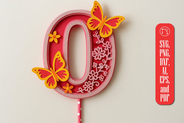3D Butterfly Number 0 Topper SVG SVG MD JOYNAL ABDIN 