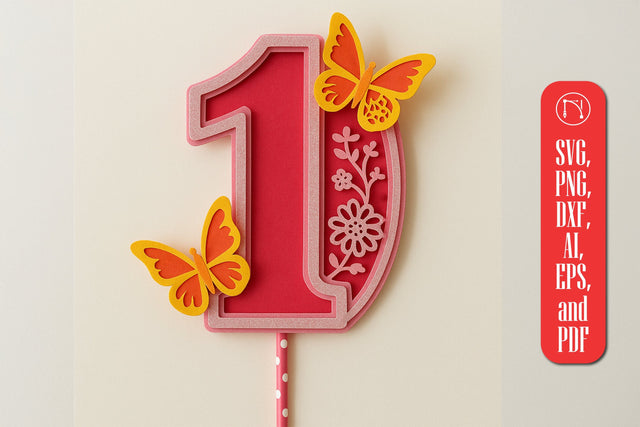 3D Butterfly Number 1 Topper SVG SVG MD JOYNAL ABDIN 