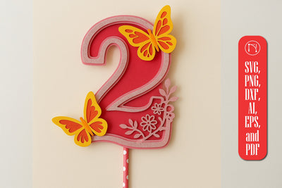 3D Butterfly Number 2 Topper SVG SVG MD JOYNAL ABDIN 