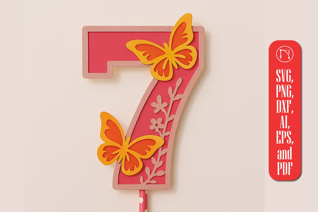 3D Butterfly Number 7 Topper SVG SVG MD JOYNAL ABDIN 