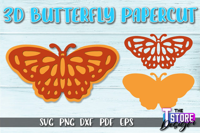 3D Butterfly Paper Cut SVG | Butterfly Paper Cut SVG Design SVG The T Store Design 