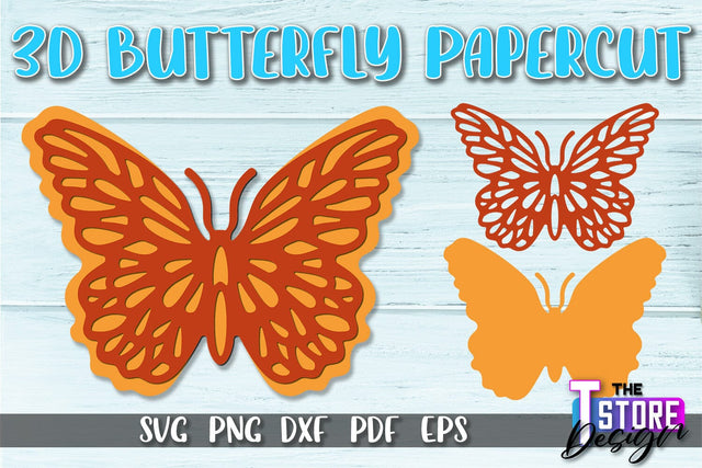 3D Butterfly Paper Cut SVG | Butterfly Paper Cut SVG Design SVG The T Store Design 