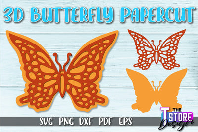 3D Butterfly Paper Cut SVG | Butterfly Paper Cut SVG Design SVG The T Store Design 